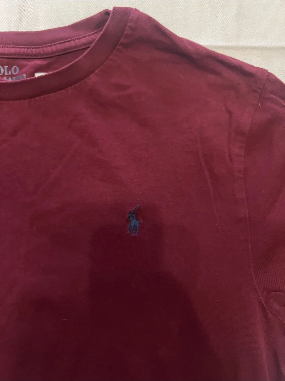 Polo by Ralph Lauren boys’ Crew Neck T-Shirt Navy & Burgundy L (14-16) like new